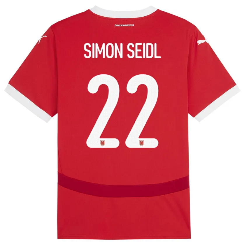 Danxen Mujer Camiseta Austria Simon Seidl #22 Rojo 1ª Equipación 24-26 La Camisa