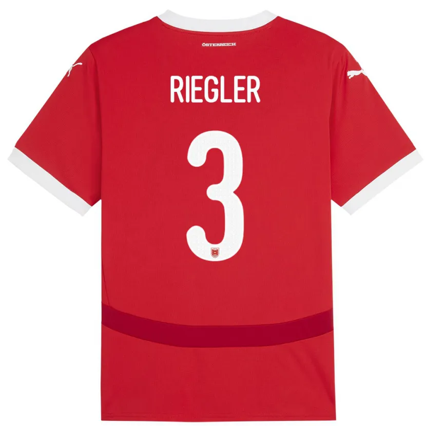 Danxen Mujer Camiseta Austria David Riegler #3 Rojo 1ª Equipación 24-26 La Camisa