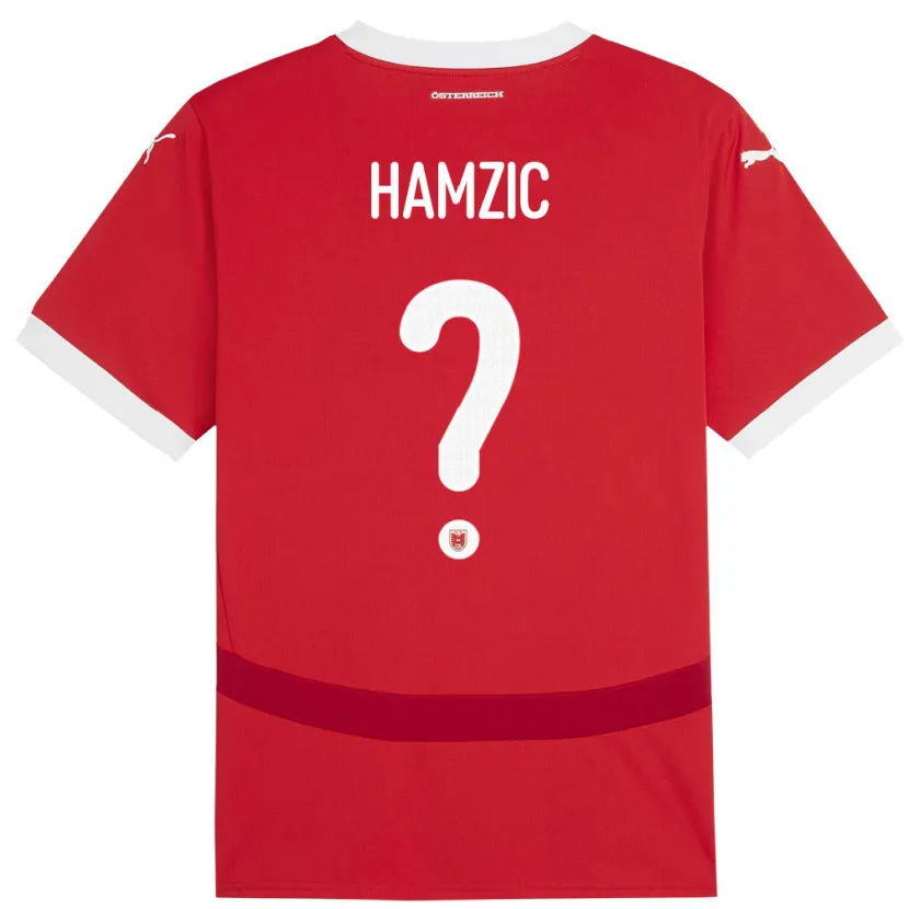 Danxen Mujer Camiseta Austria Salko Hamzic #0 Rojo 1ª Equipación 24-26 La Camisa
