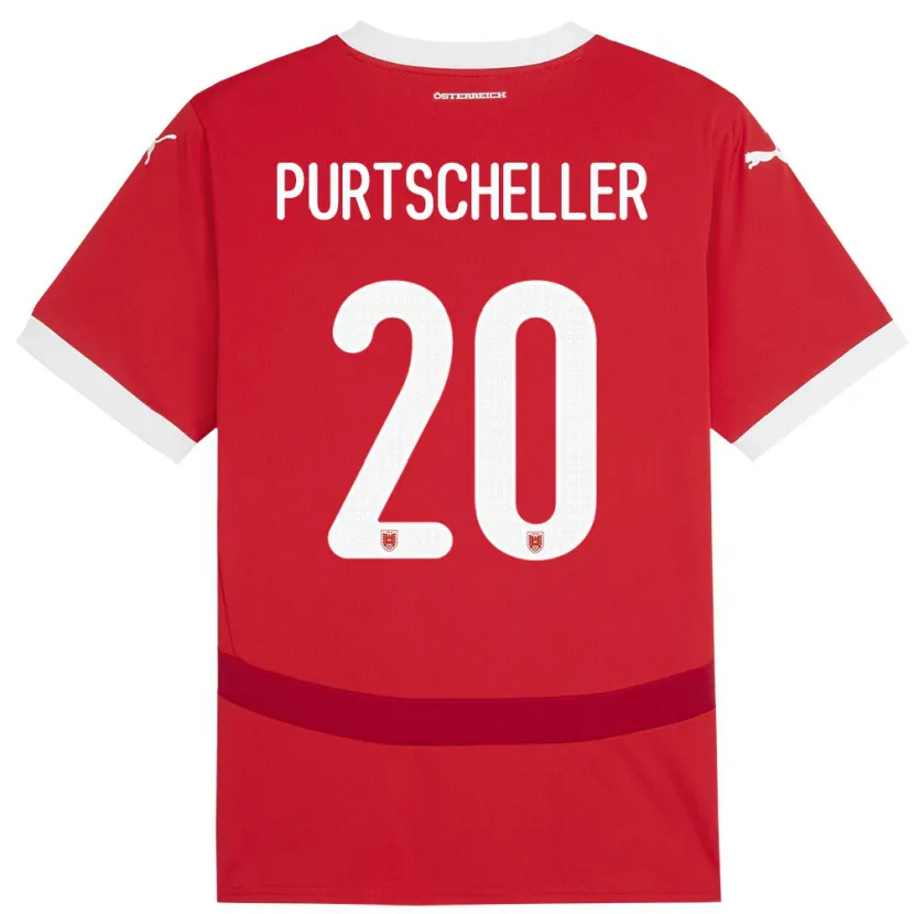 Danxen Mujer Camiseta Austria Lilli Purtscheller #20 Rojo 1ª Equipación 24-26 La Camisa