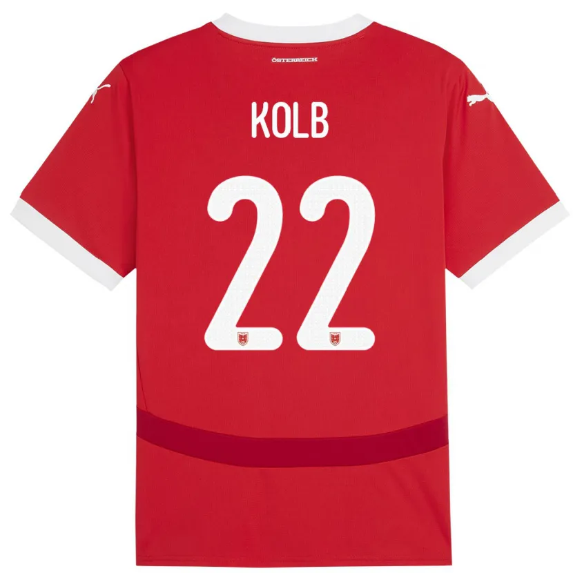 Danxen Mujer Camiseta Austria Lisa Kolb #22 Rojo 1ª Equipación 24-26 La Camisa