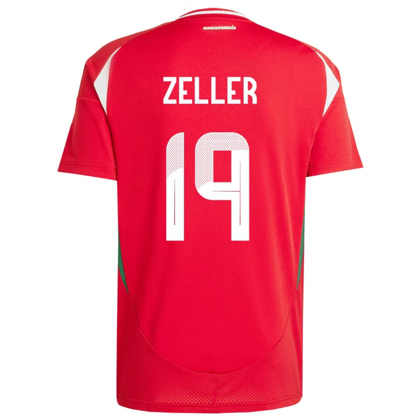 Danxen Mujer Camiseta Hungría Dóra Zeller #19 Rojo 1ª Equipación 24-26 La Camisa