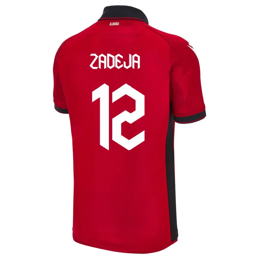 Danxen Mujer Camiseta Albania Darius Zadeja #12 Rojo 1ª Equipación 24-26 La Camisa