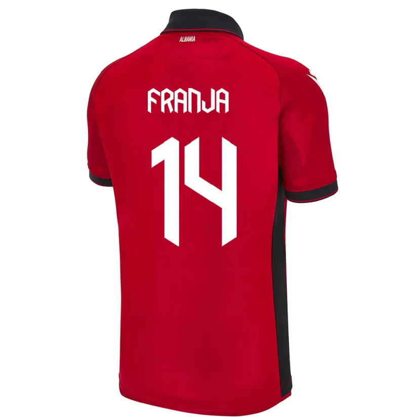Danxen Mujer Camiseta Albania Ezmiralda Franja #14 Rojo 1ª Equipación 24-26 La Camisa