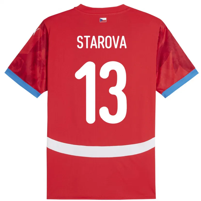 Danxen Mujer Camiseta Chequia Antonie Stárová #13 Rojo 1ª Equipación 24-26 La Camisa