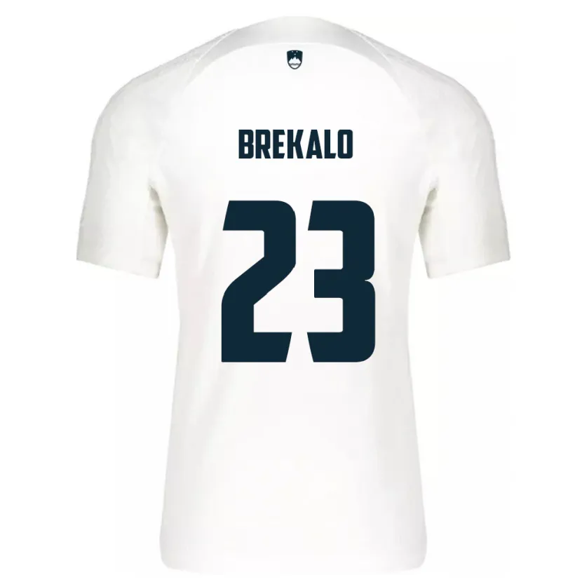 Danxen Mujer Camiseta Eslovenia David Brekalo #23 Blanco 1ª Equipación 24-26 La Camisa