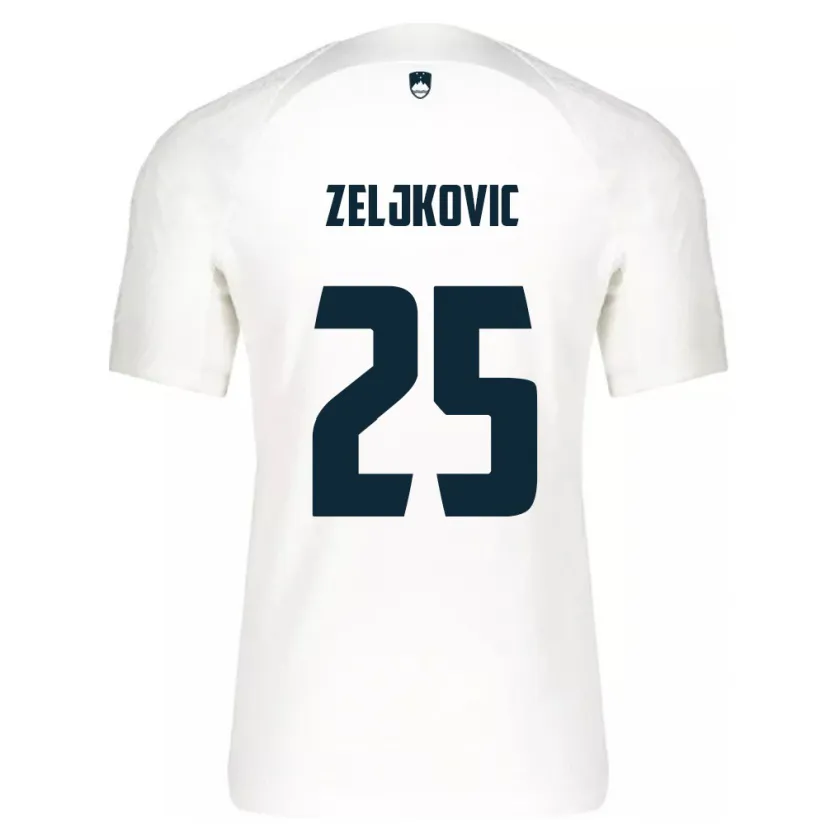 Danxen Mujer Camiseta Eslovenia Adrian Zeljkovic #25 Blanco 1ª Equipación 24-26 La Camisa