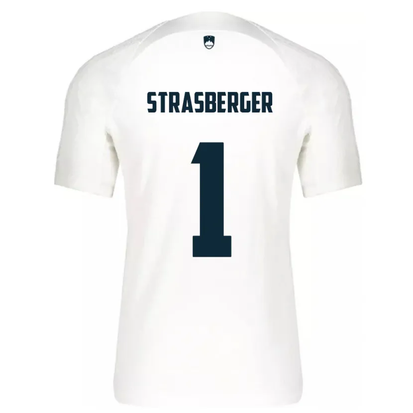 Danxen Mujer Camiseta Eslovenia Tim Strasberger #1 Blanco 1ª Equipación 24-26 La Camisa
