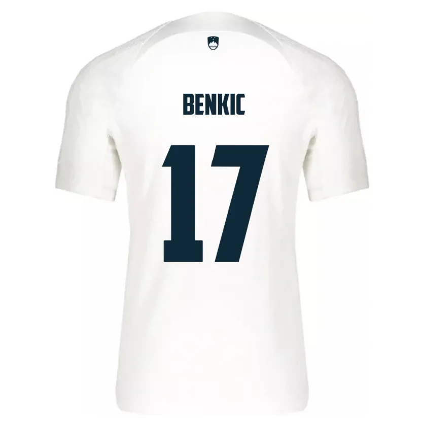 Danxen Mujer Camiseta Eslovenia Kevin Benkic #17 Blanco 1ª Equipación 24-26 La Camisa