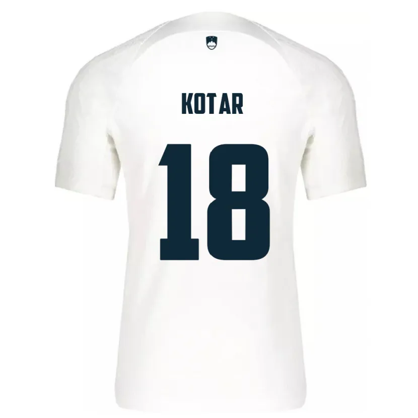 Danxen Mujer Camiseta Eslovenia Tristan Kotar #18 Blanco 1ª Equipación 24-26 La Camisa