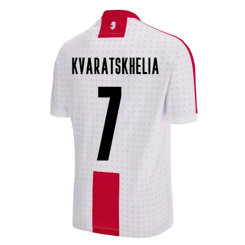 Danxen Mujer Camiseta Georgia Khvicha Kvaratskhelia #7 Blanco 1ª Equipación 24-26 La Camisa