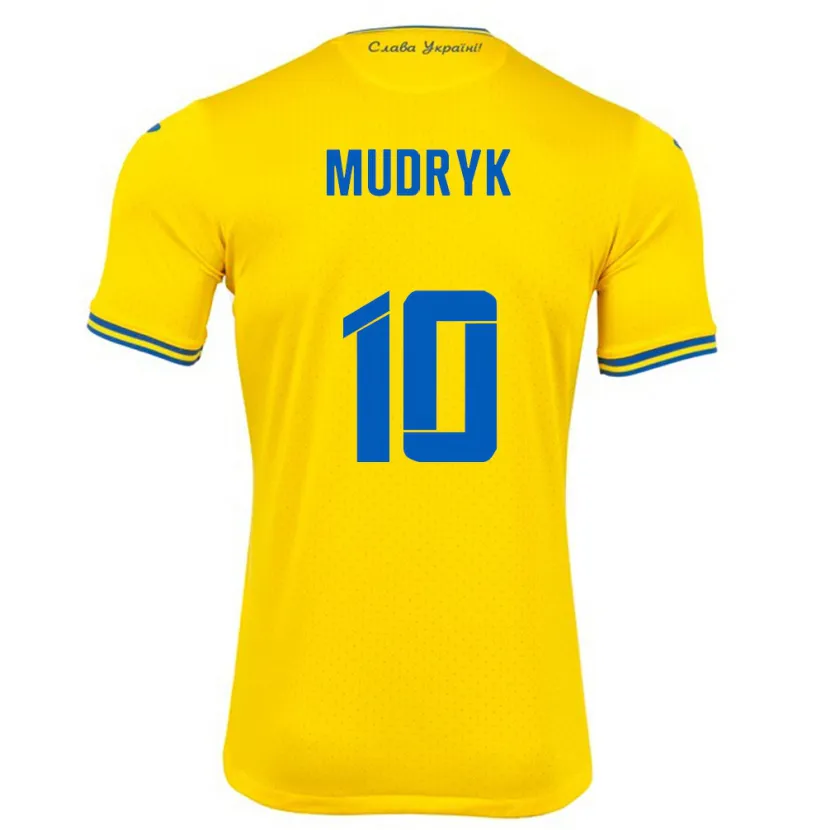 Danxen Mujer Camiseta Ucrania Mykhaylo Mudryk #10 Amarillo 1ª Equipación 24-26 La Camisa