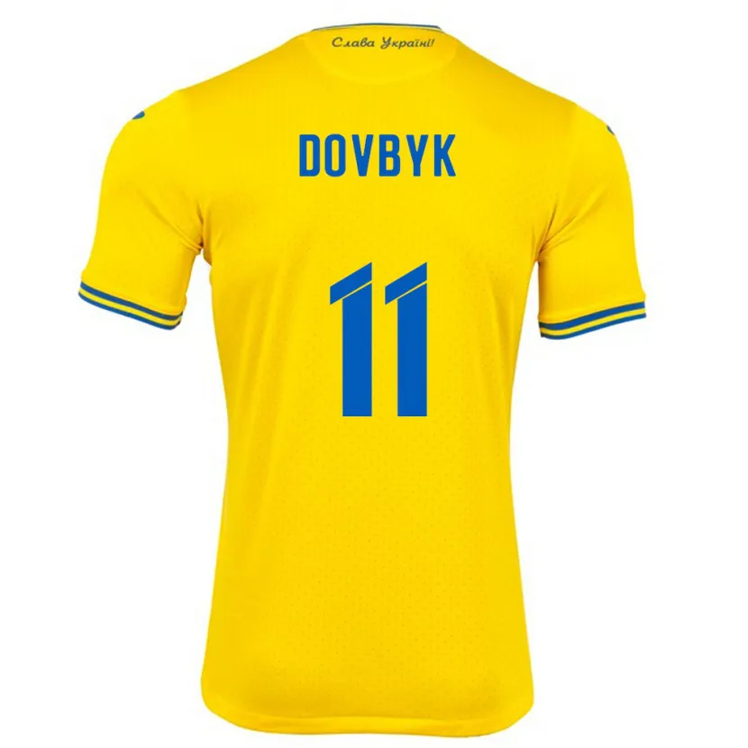 Danxen Mujer Camiseta Ucrania Artem Dovbyk #11 Amarillo 1ª Equipación 24-26 La Camisa