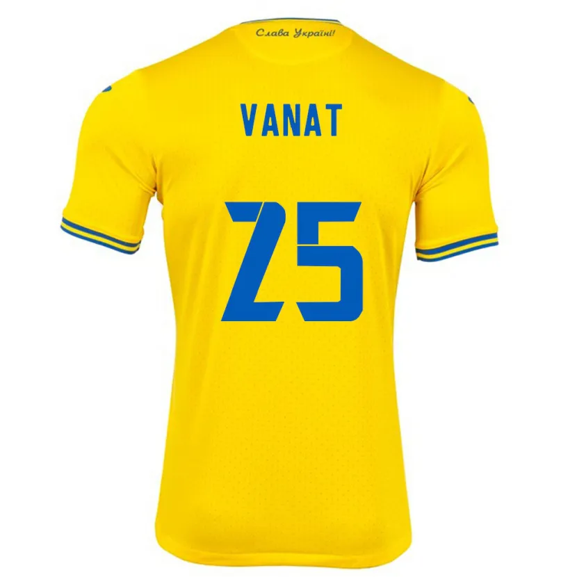 Danxen Mujer Camiseta Ucrania Vladyslav Vanat #25 Amarillo 1ª Equipación 24-26 La Camisa