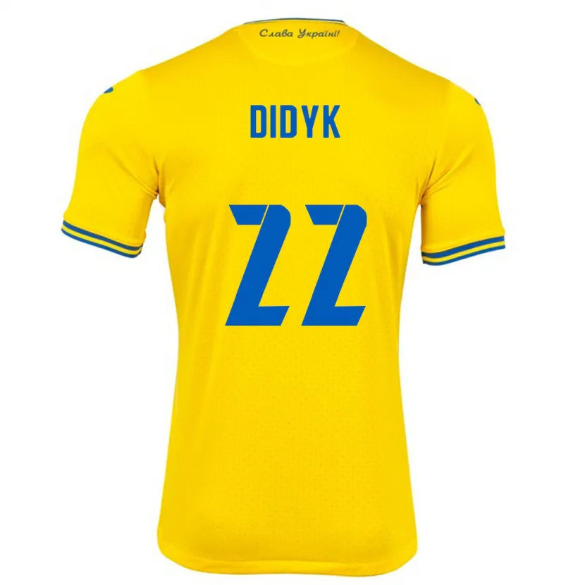 Danxen Mujer Camiseta Ucrania Roman Didyk #22 Amarillo 1ª Equipación 24-26 La Camisa