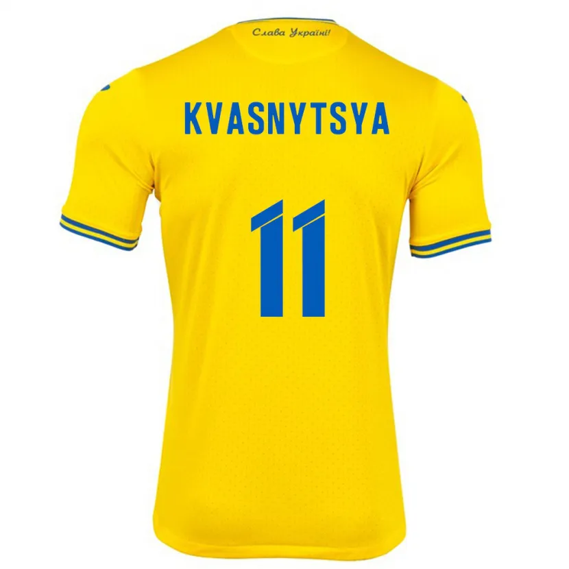 Danxen Mujer Camiseta Ucrania Ilya Kvasnytsya #11 Amarillo 1ª Equipación 24-26 La Camisa