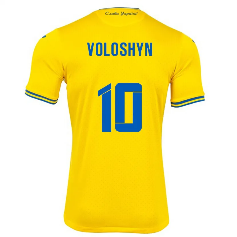 Danxen Mujer Camiseta Ucrania Nazar Voloshyn #10 Amarillo 1ª Equipación 24-26 La Camisa