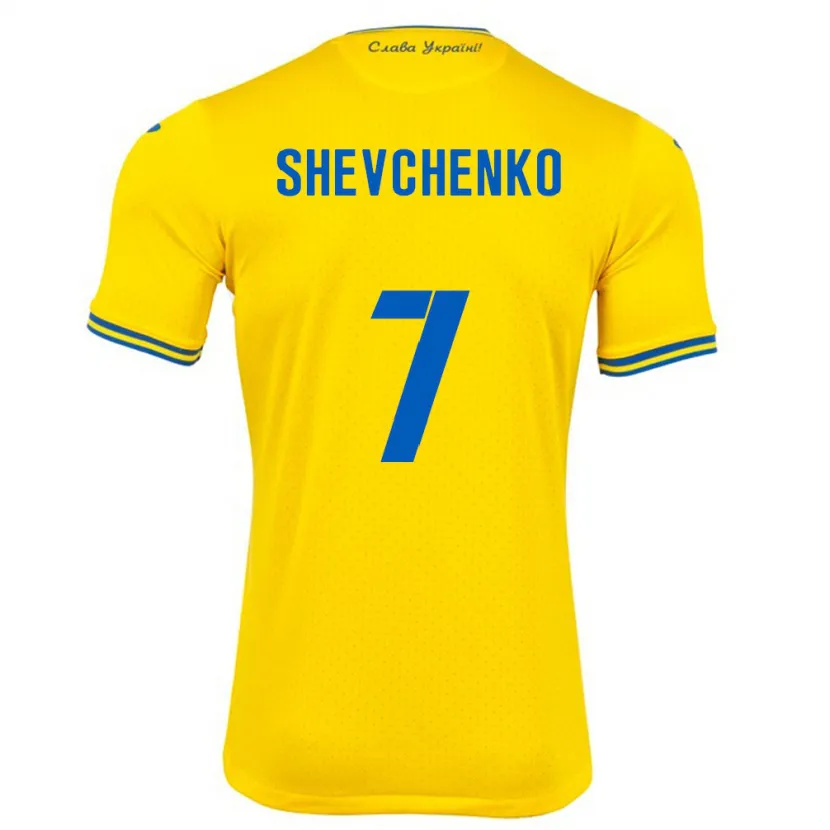 Danxen Mujer Camiseta Ucrania Kristian Shevchenko #7 Amarillo 1ª Equipación 24-26 La Camisa
