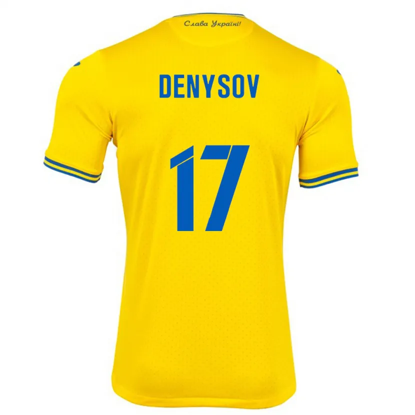 Danxen Mujer Camiseta Ucrania Ivan Denysov #17 Amarillo 1ª Equipación 24-26 La Camisa