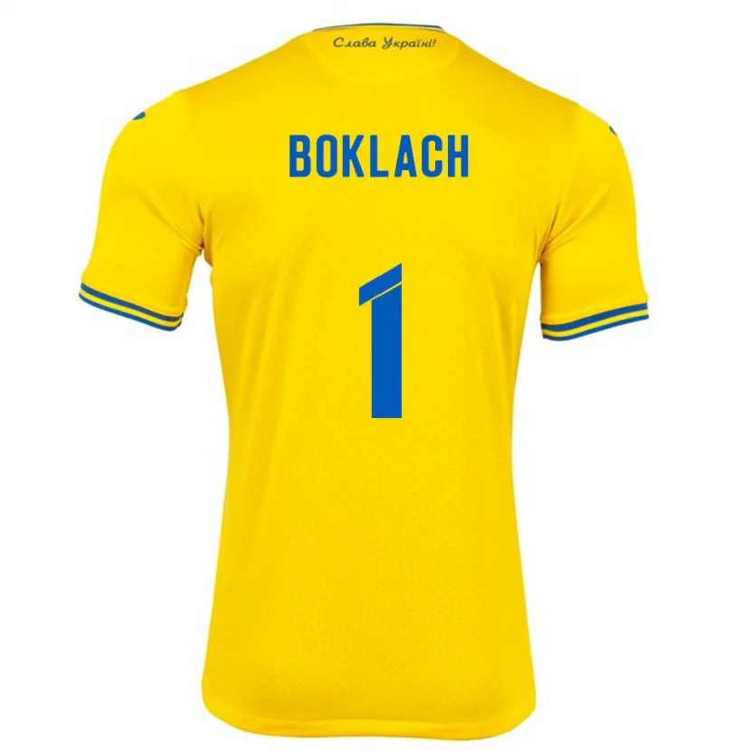 Danxen Mujer Camiseta Ucrania Kateryna Boklach #1 Amarillo 1ª Equipación 24-26 La Camisa