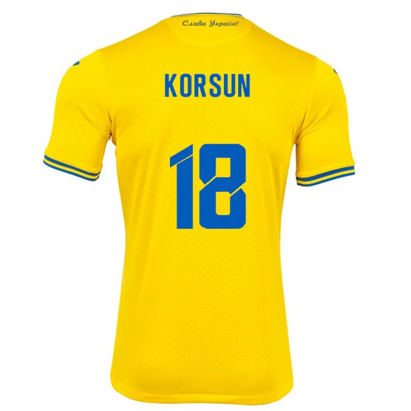 Danxen Mujer Camiseta Ucrania Kateryna Korsun #18 Amarillo 1ª Equipación 24-26 La Camisa