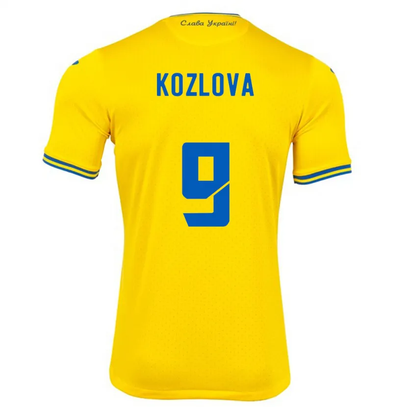 Danxen Mujer Camiseta Ucrania Nicole Kozlova #9 Amarillo 1ª Equipación 24-26 La Camisa