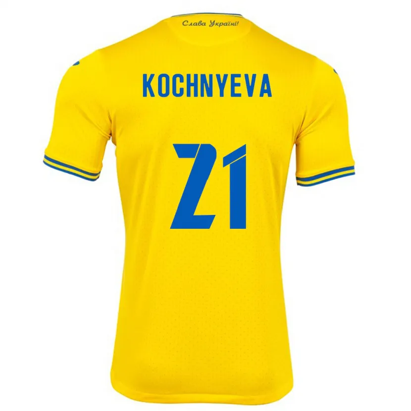 Danxen Mujer Camiseta Ucrania Iryna Kochnyeva #21 Amarillo 1ª Equipación 24-26 La Camisa