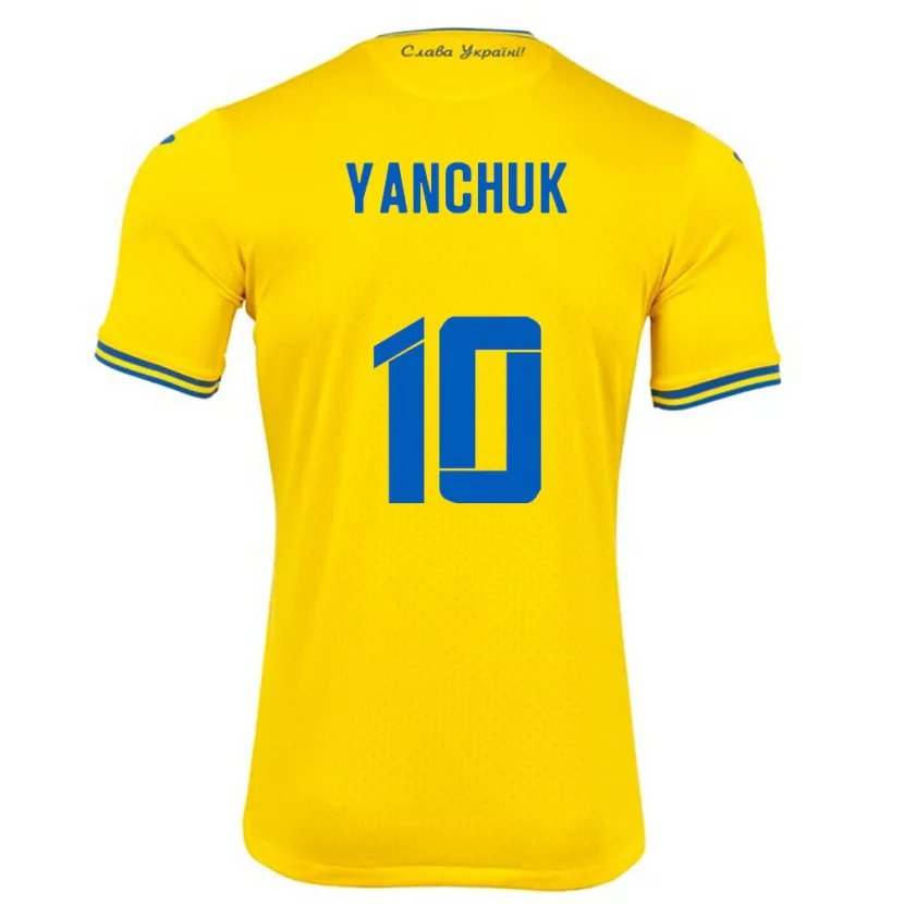 Danxen Mujer Camiseta Ucrania Polina Yanchuk #10 Amarillo 1ª Equipación 24-26 La Camisa