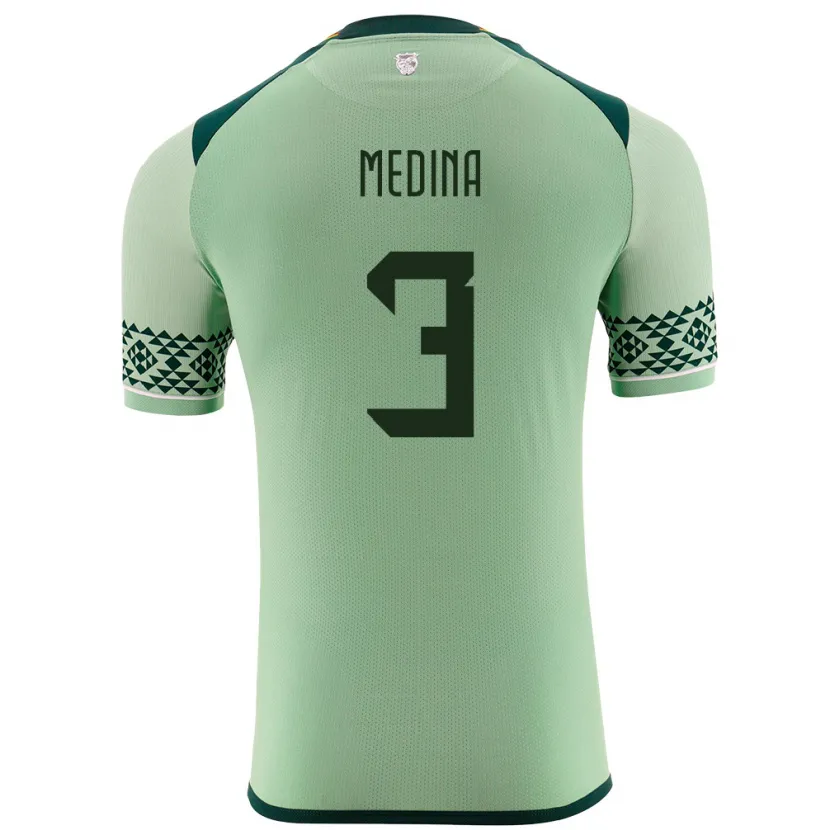 Danxen Mujer Camiseta Bolivia Diego Medina #3 Verde Claro 1ª Equipación 24-26 La Camisa