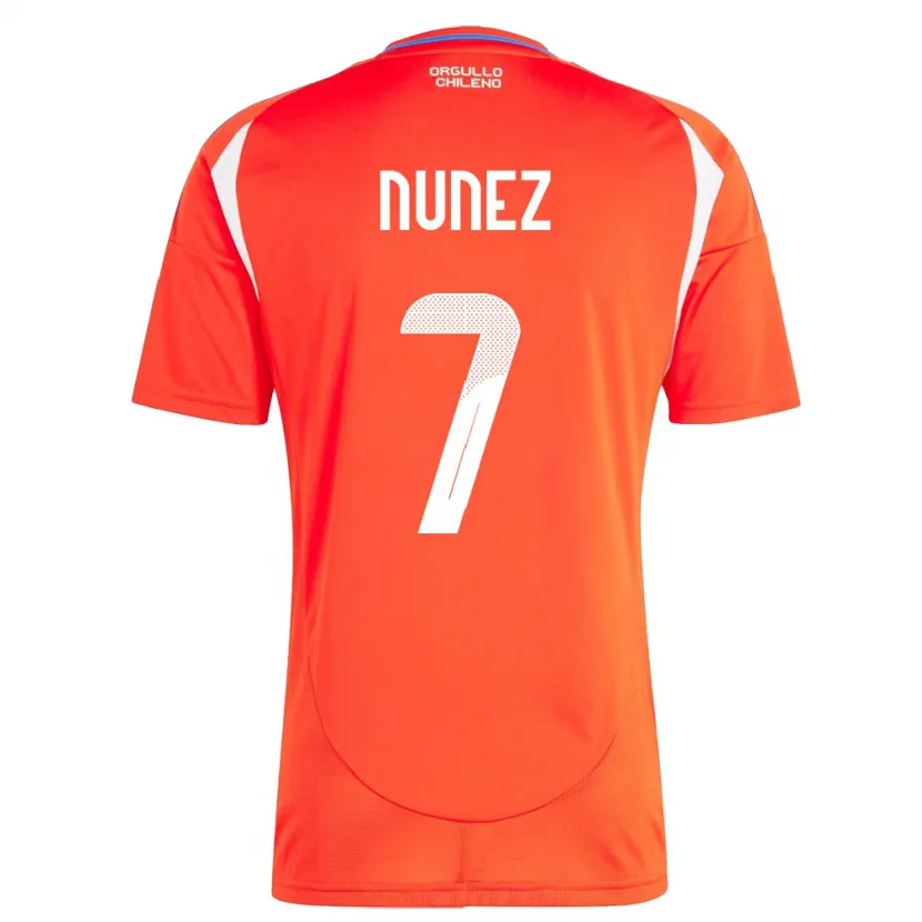 Danxen Mujer Camiseta Chile Marcelino Núñez #7 Rojo 1ª Equipación 24-26 La Camisa
