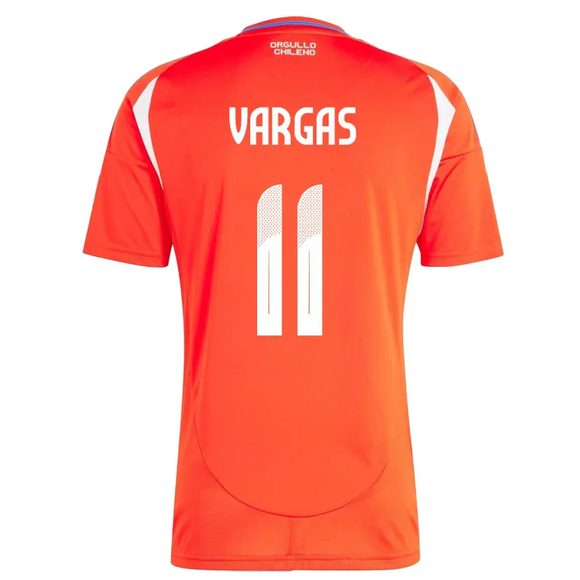 Danxen Mujer Camiseta Chile Eduardo Vargas #11 Rojo 1ª Equipación 24-26 La Camisa