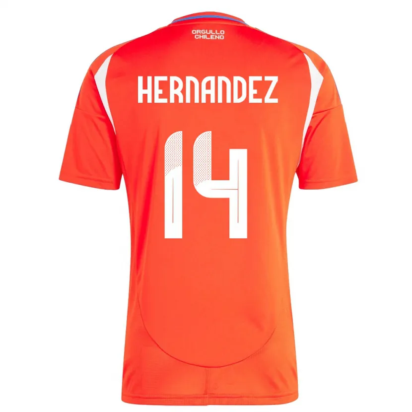 Danxen Mujer Camiseta Chile Leandro Hernández #14 Rojo 1ª Equipación 24-26 La Camisa