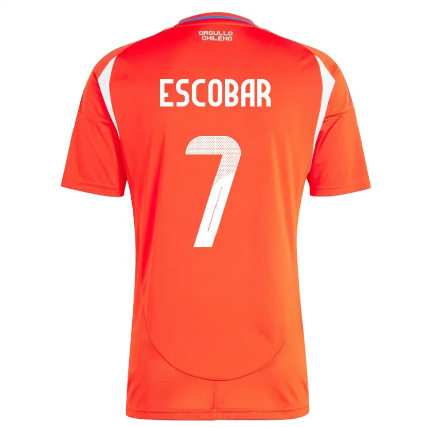 Danxen Mujer Camiseta Chile Bastián Escobar #7 Rojo 1ª Equipación 24-26 La Camisa