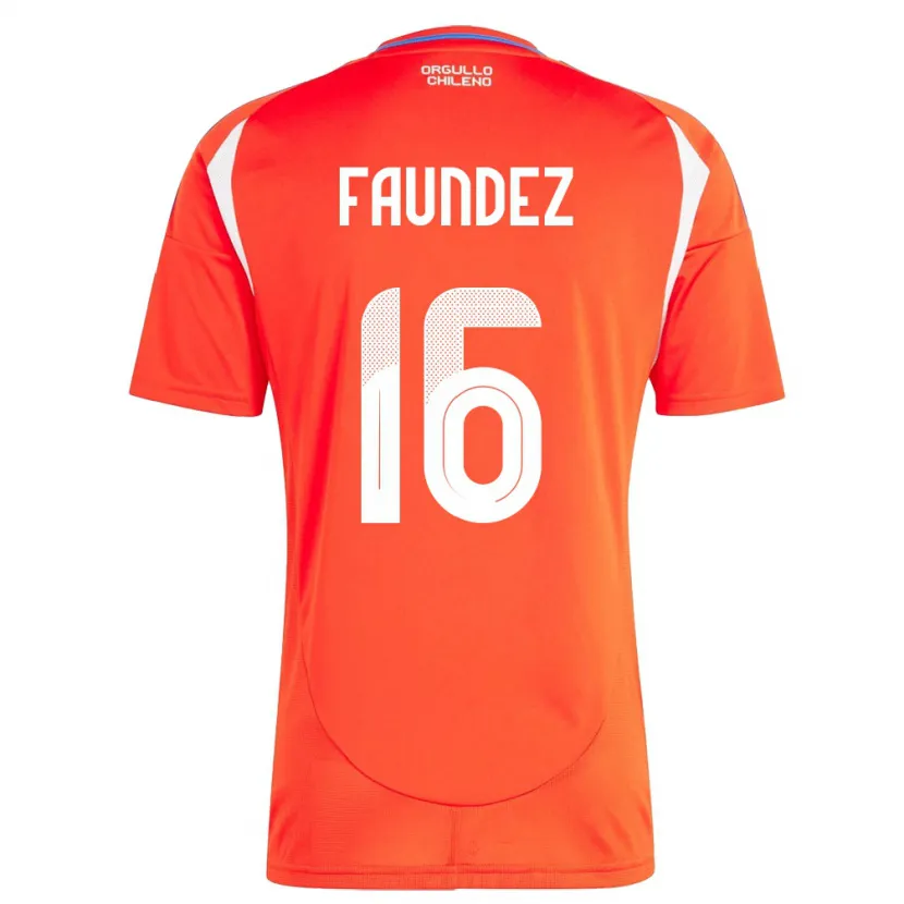 Danxen Mujer Camiseta Chile Felipe Faúndez #16 Rojo 1ª Equipación 24-26 La Camisa