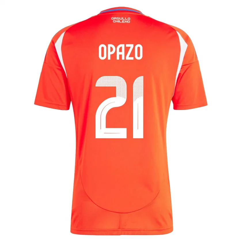 Danxen Mujer Camiseta Chile Diego Opazo #21 Rojo 1ª Equipación 24-26 La Camisa