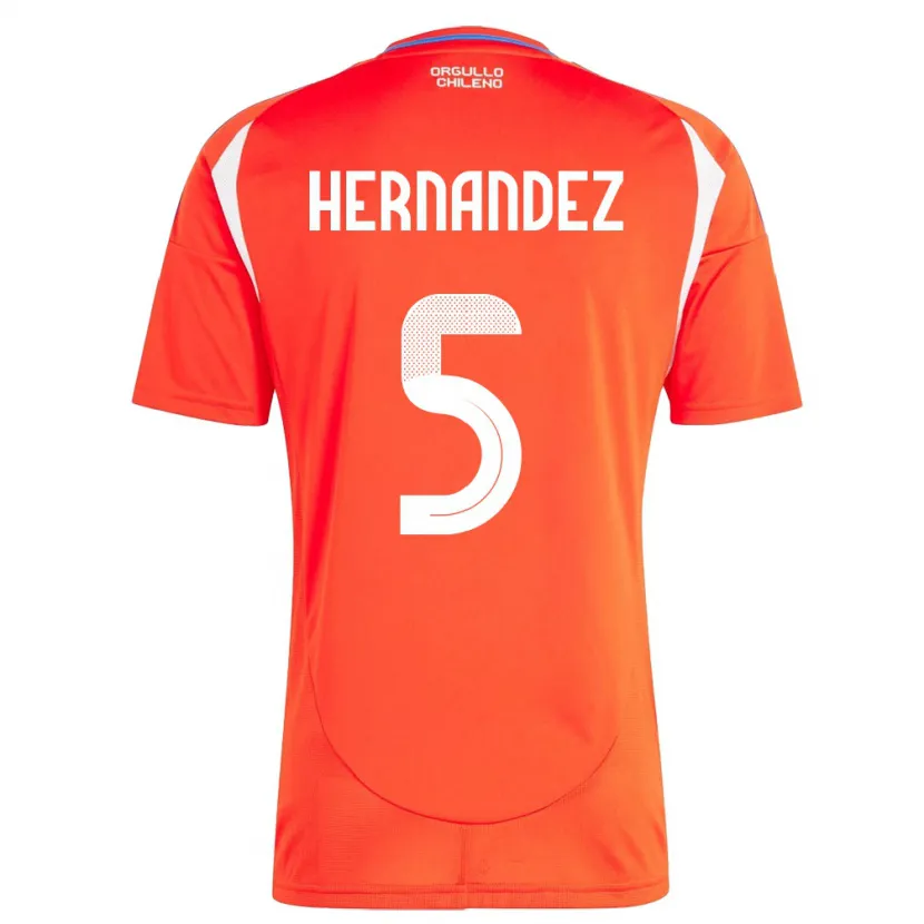 Danxen Mujer Camiseta Chile Monserrat Hernández #5 Rojo 1ª Equipación 24-26 La Camisa