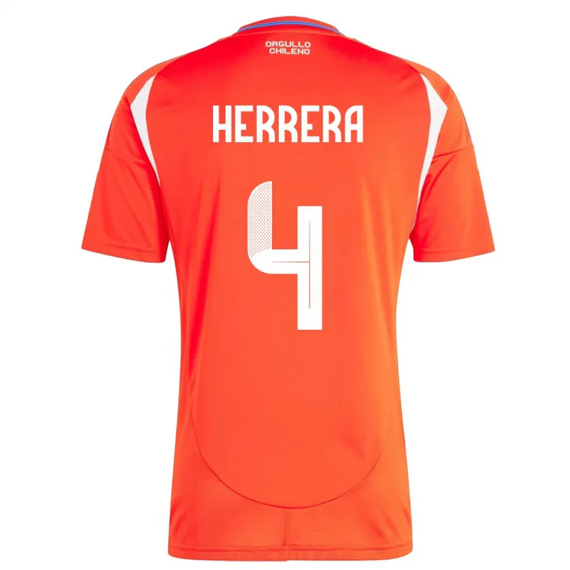 Danxen Mujer Camiseta Chile Claudia Herrera #4 Rojo 1ª Equipación 24-26 La Camisa