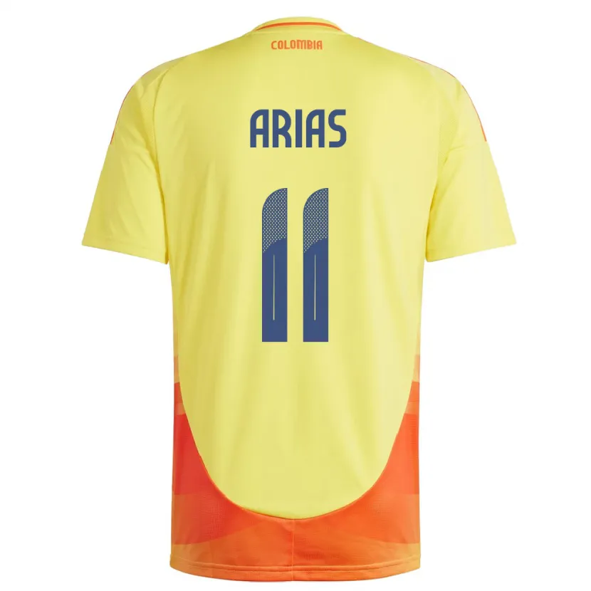 Danxen Mujer Camiseta Colombia Jhon Arias #11 Amarillo 1ª Equipación 24-26 La Camisa