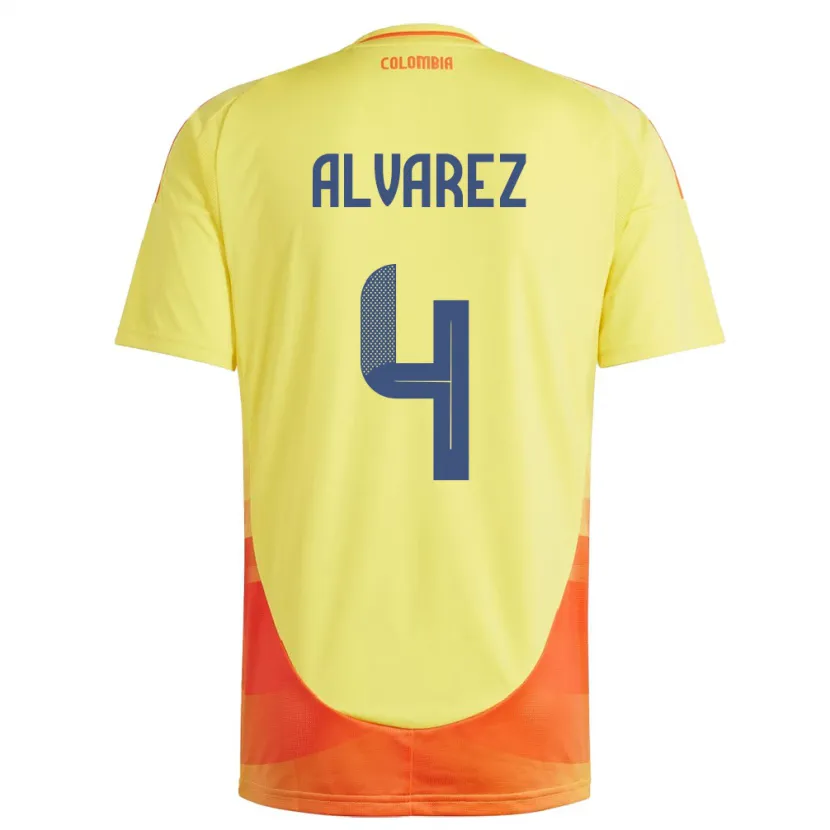 Danxen Mujer Camiseta Colombia Fernando Álvarez #4 Amarillo 1ª Equipación 24-26 La Camisa