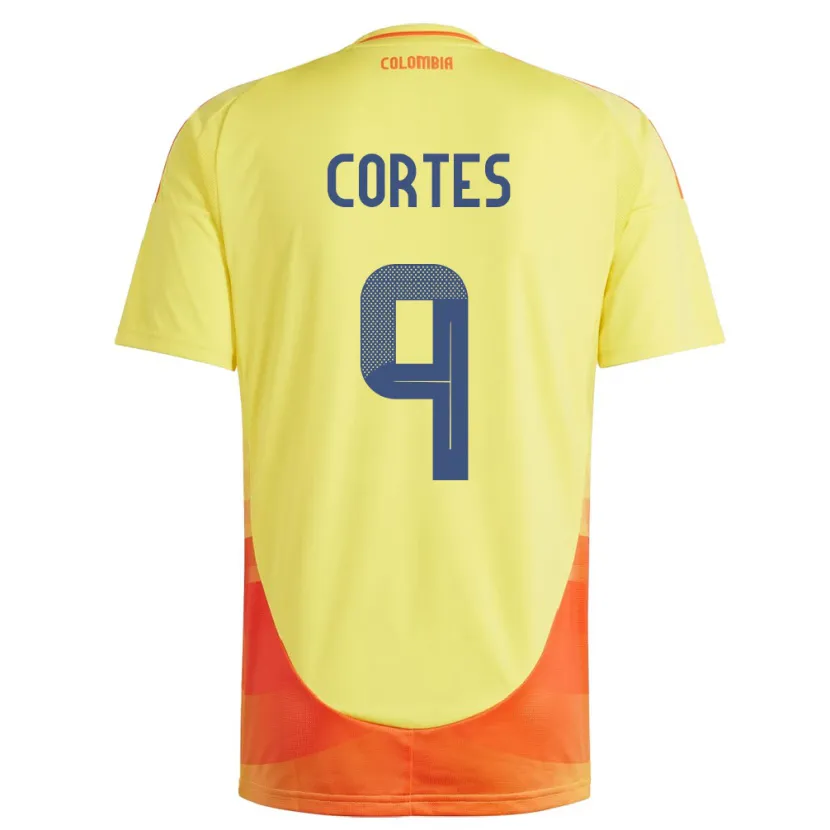 Danxen Mujer Camiseta Colombia Carlos Cortés #9 Amarillo 1ª Equipación 24-26 La Camisa