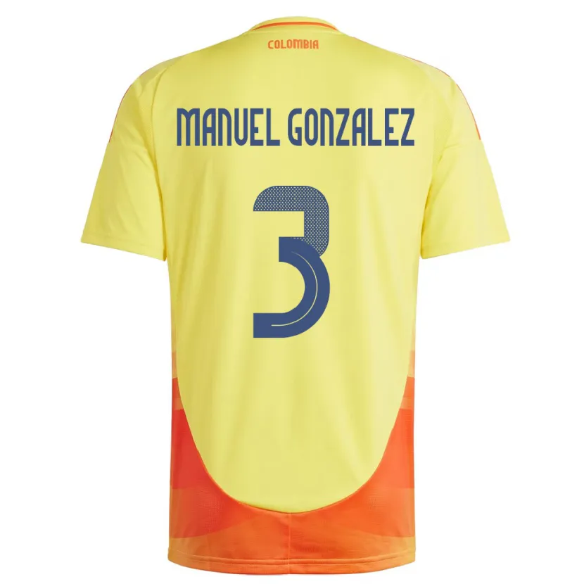 Danxen Mujer Camiseta Colombia Carlos Manuel González #3 Amarillo 1ª Equipación 24-26 La Camisa