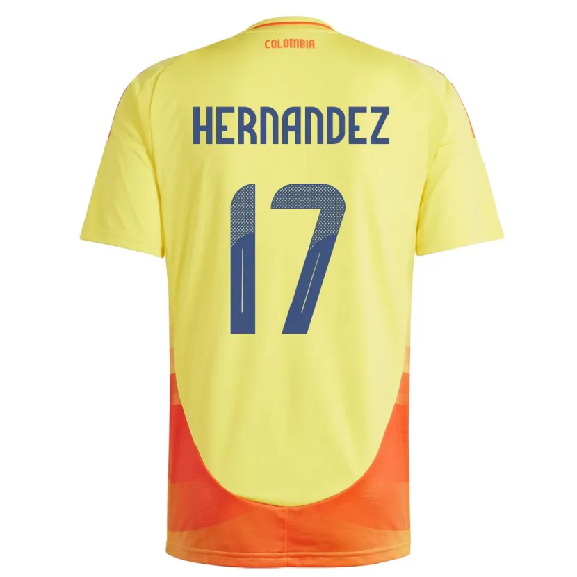 Danxen Mujer Camiseta Colombia Jhoan Hernández #17 Amarillo 1ª Equipación 24-26 La Camisa