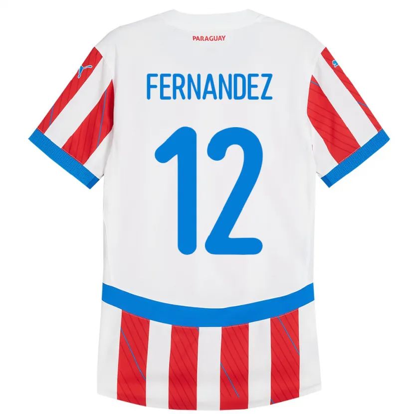 Danxen Mujer Camiseta Paraguay Gatito Fernández #12 Blanco Rojo 1ª Equipación 24-26 La Camisa