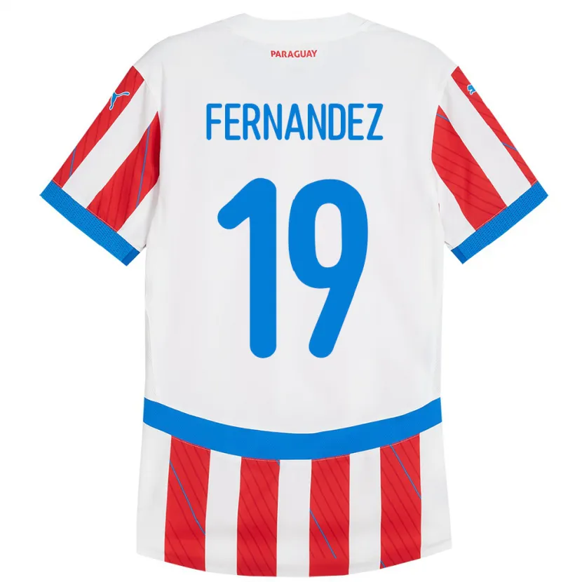 Danxen Mujer Camiseta Paraguay Rebeca Fernández #19 Blanco Rojo 1ª Equipación 24-26 La Camisa