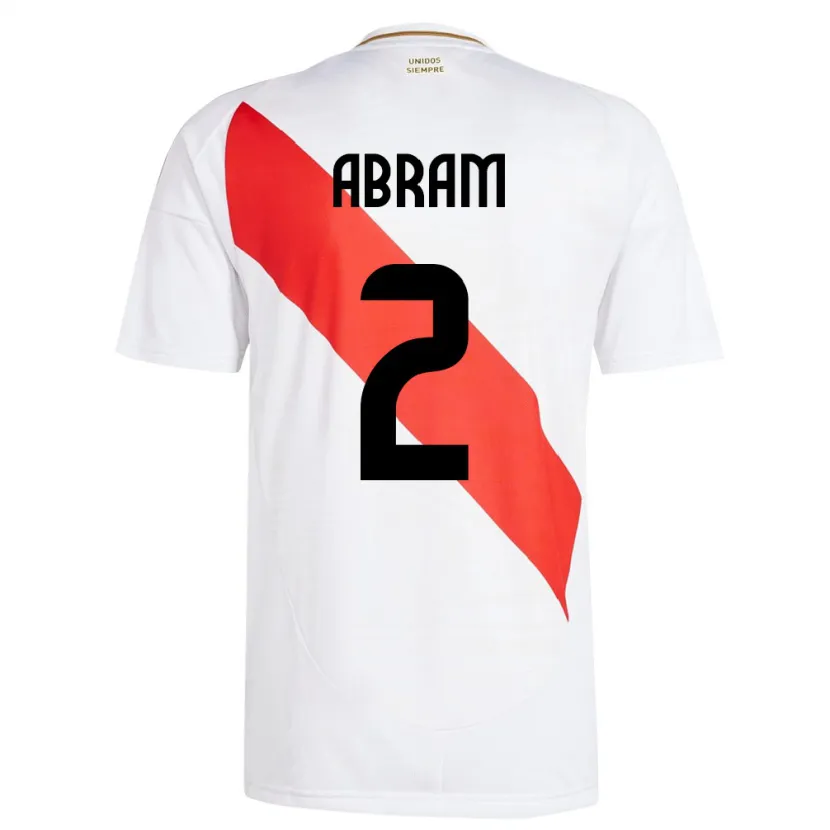 Danxen Mujer Camiseta Perú Luis Abram #2 Blanco 1ª Equipación 24-26 La Camisa