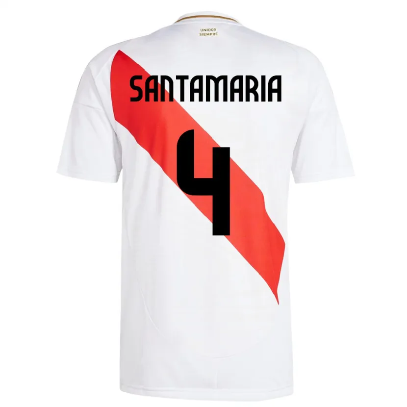 Danxen Mujer Camiseta Perú Anderson Santamaría #4 Blanco 1ª Equipación 24-26 La Camisa