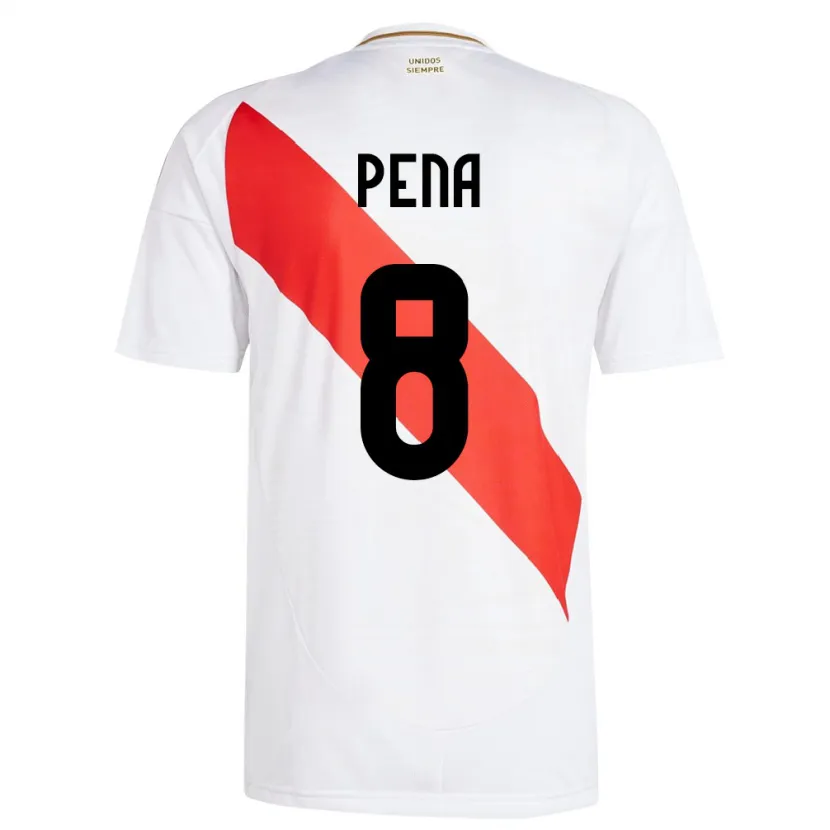 Danxen Mujer Camiseta Perú Sergio Peña #8 Blanco 1ª Equipación 24-26 La Camisa