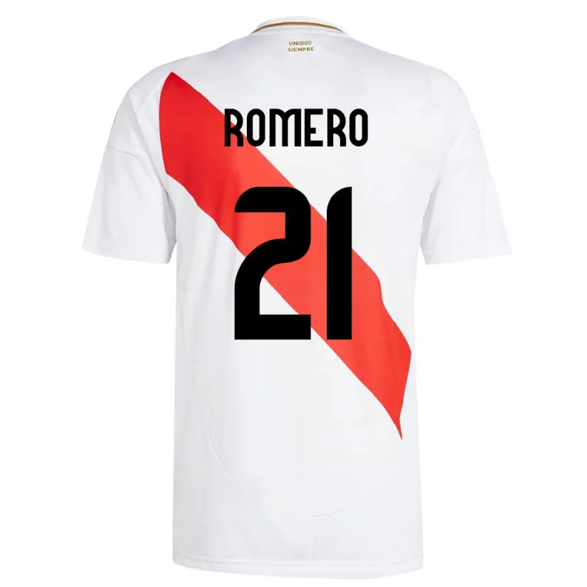 Danxen Mujer Camiseta Perú Diego Romero #21 Blanco 1ª Equipación 24-26 La Camisa