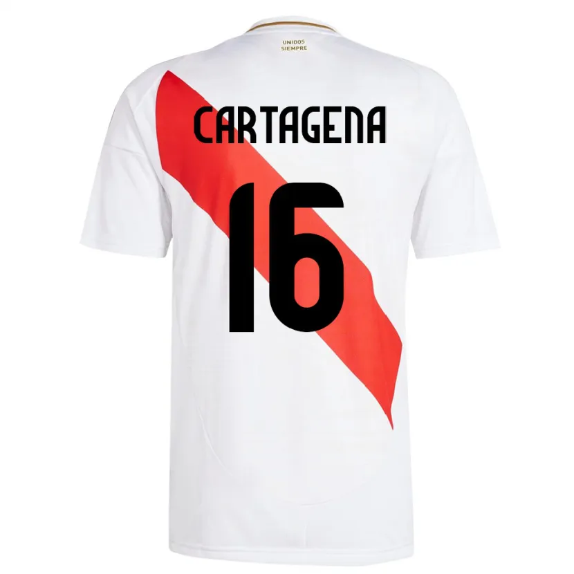 Danxen Mujer Camiseta Perú Wilder Cartagena #16 Blanco 1ª Equipación 24-26 La Camisa