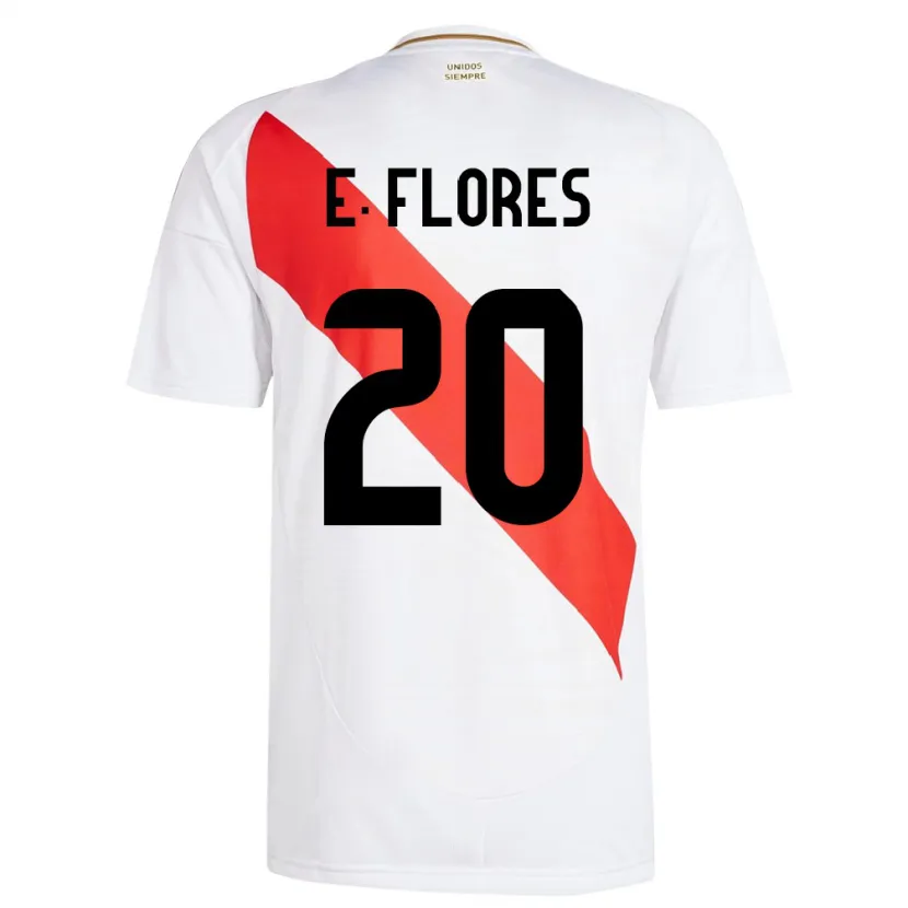 Danxen Mujer Camiseta Perú Edison Flores #20 Blanco 1ª Equipación 24-26 La Camisa